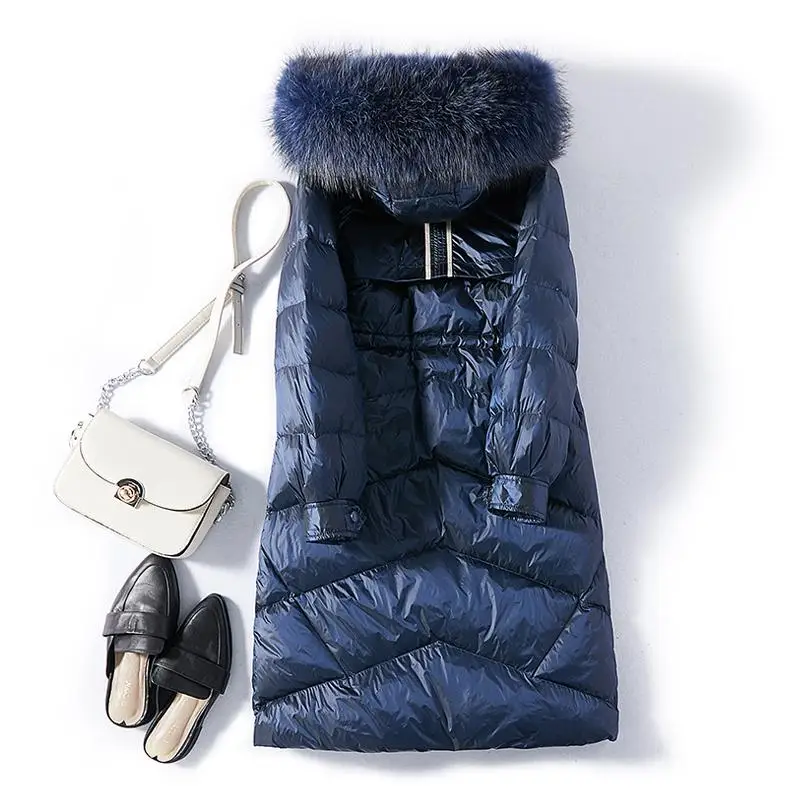 FTLZZ Женская парка с большим воротником из натурального меха зимняя длинная