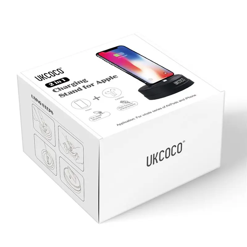 UKCOCO 2 в 1 силиконовая подставка зарядная док станция держатель для Apple AirPods iPhone 11 Pro