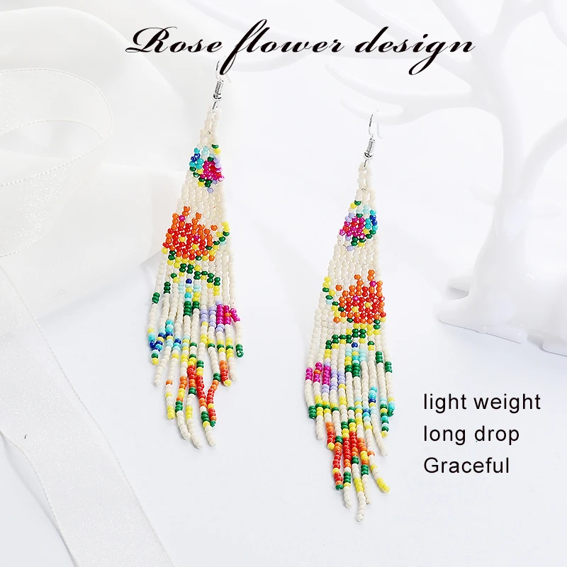 Винтажные этнические Разноцветные длинные висячие серьги с кисточками для