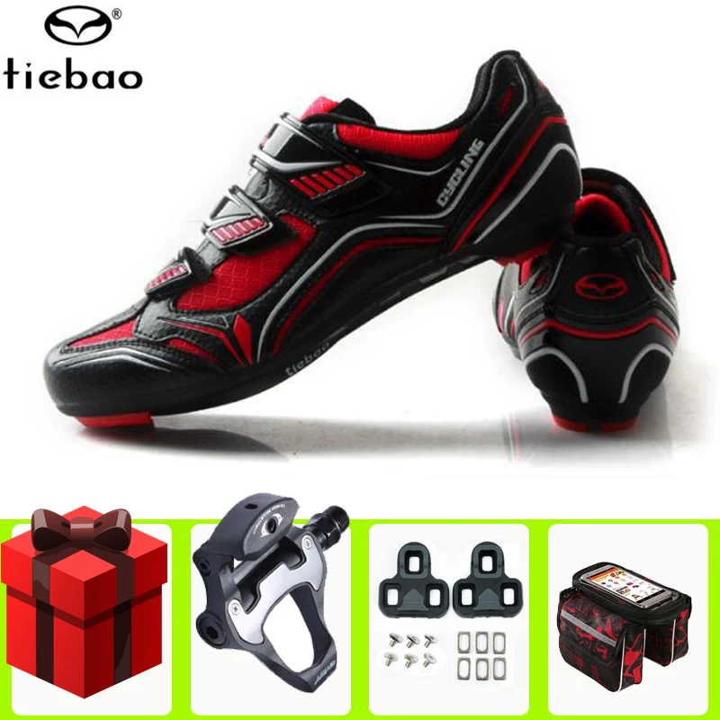 

Унисекс дышащая дорожная велосипедная обувь TIEBAO, набор с педалью, самоблокирующиеся дорожные велосипедные кроссовки, женские велосипедные...