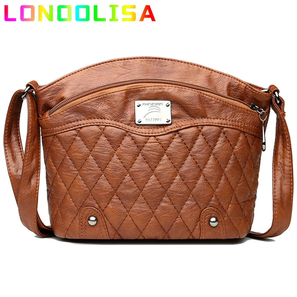 

Fashion Rhombus PU Leather Shoulder Bag Women Retro Messenger Bag Double Zipper Female Crossbody Bag Daily Purses and Handbags