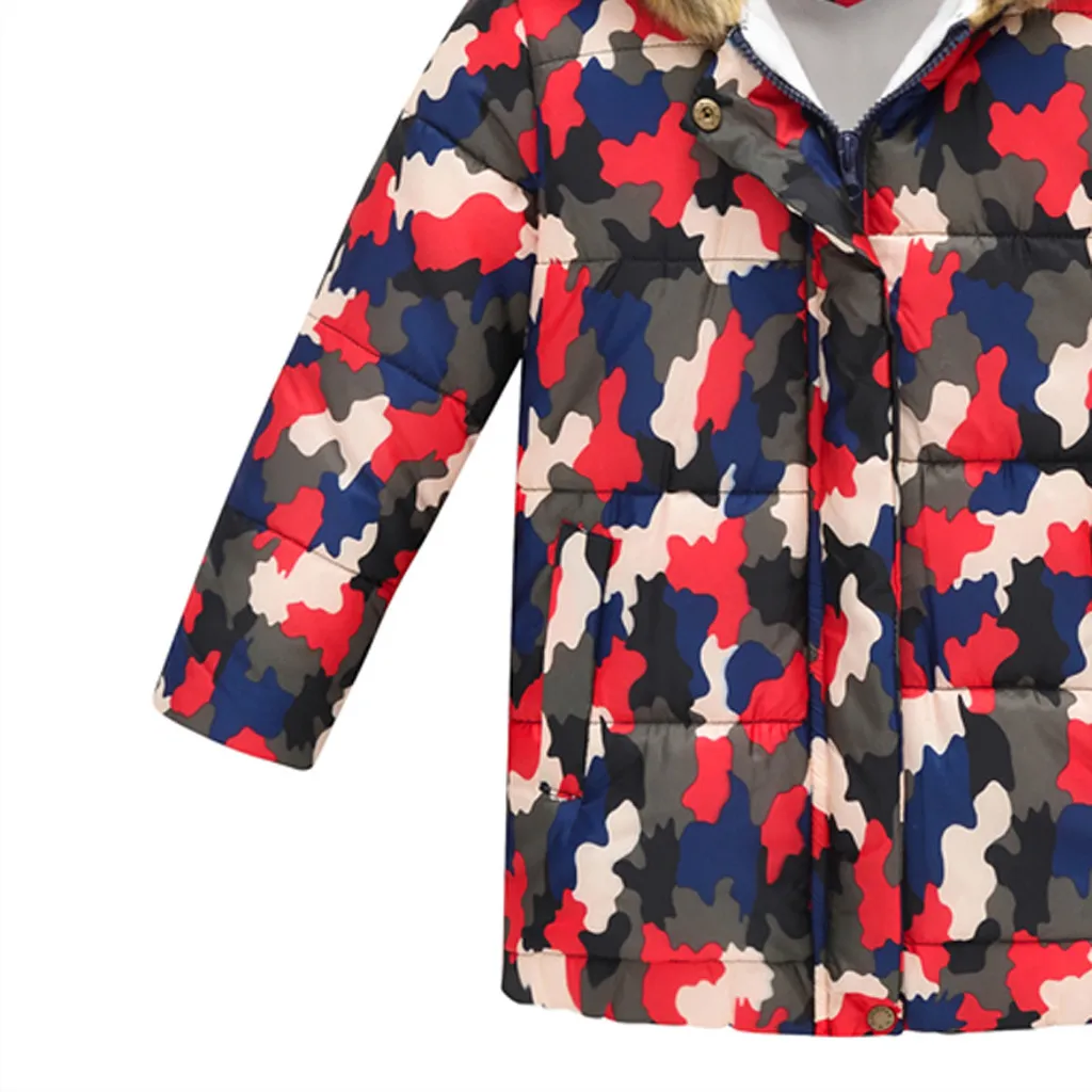 Детская зимняя куртка для мальчиков со звездами Толстая теплая парка с капюшоном