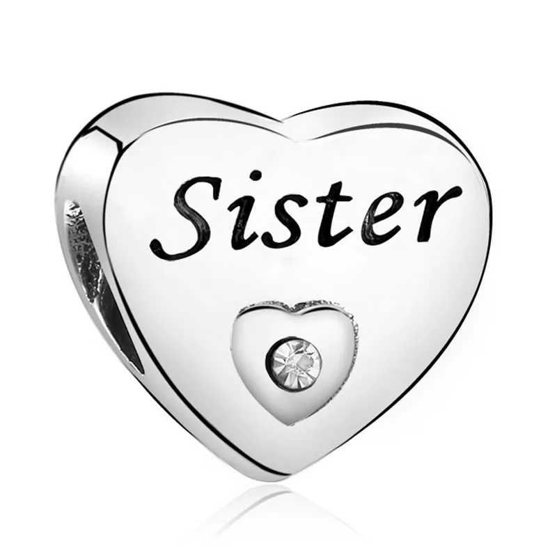 sister 2 Nan Sister Grand Daughter Лучший Друг Микки Сердце Бусины Подходит Pandora браслет и браслет DIY для женщин Изготовление ювелирных изделий - Цвет: sister 2
