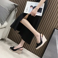 2021 summer new wedge sandals for womens with breathable pointed baotou hemp rope weaving high heels