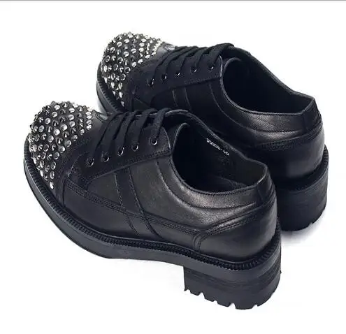 Мужские кожаные туфли на шнуровке черные повседневные деловые с круглым носком и