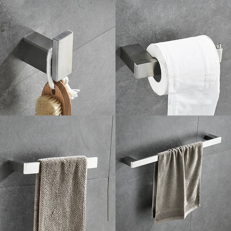Brushed Nickel FMHJFISD матовый золотой черный throom аппаратные комплекты Держатель для полотенца Бар Держатели Крючки для ванной аппаратные комплекты - Цвет: Brushed Nickel