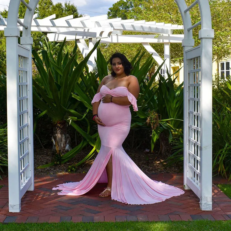 Vestidos de maternidad con cuello en V para sesi&oacute;n de fotos, vestido Sexy de manga con volantes para el embarazo, vestido Maxi elegante para fotograf&iacute;a, novedad de 2020-2