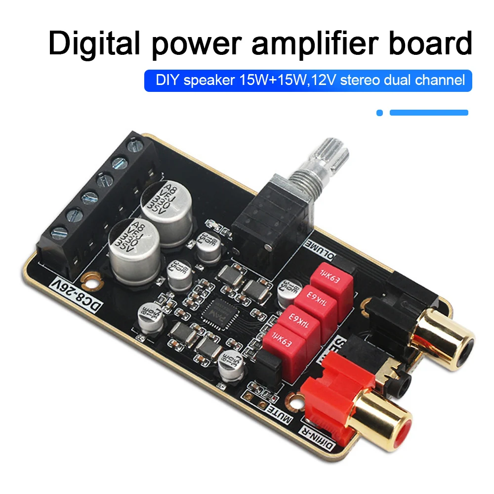

12V Amplifier Board 15W Stereo Amp Module Class D Mini Power Amplify Circuit Dual Channel Audio Amplifier Board for DIY Speaker