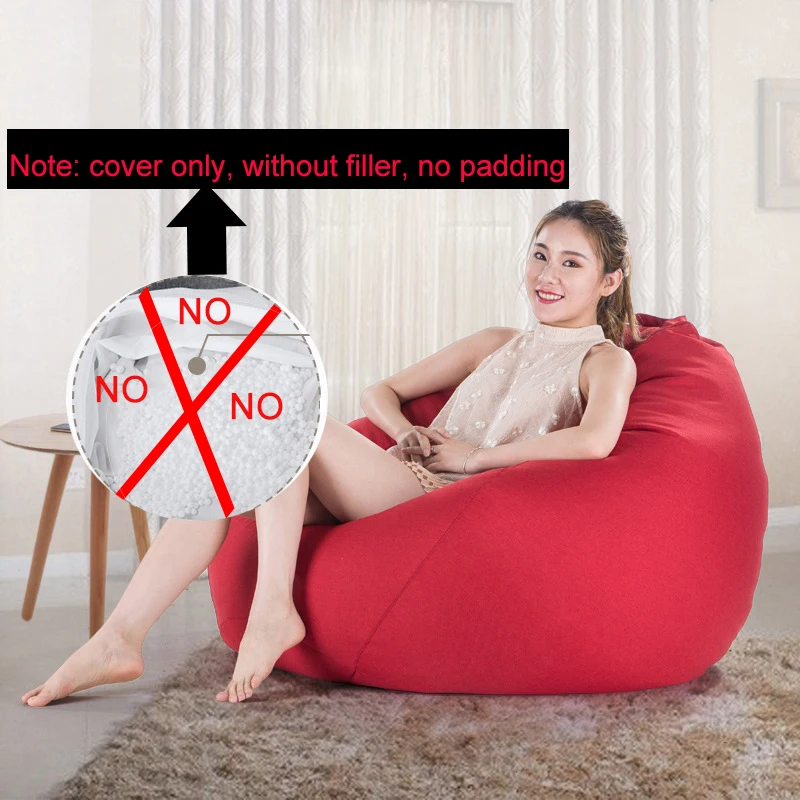100x120cm Lazy BeanBag Sofas Cover NO Filler Linen Lounger Chairs Pouf Puff Para Sala Couch Tatami Living Room Furniture | Мебель