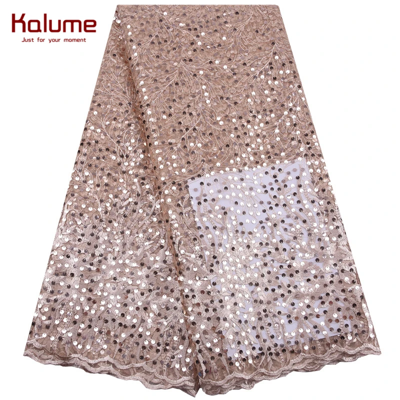 Африканская кружевная ткань Kalume с блестками Чистая Белая французская сетчатая