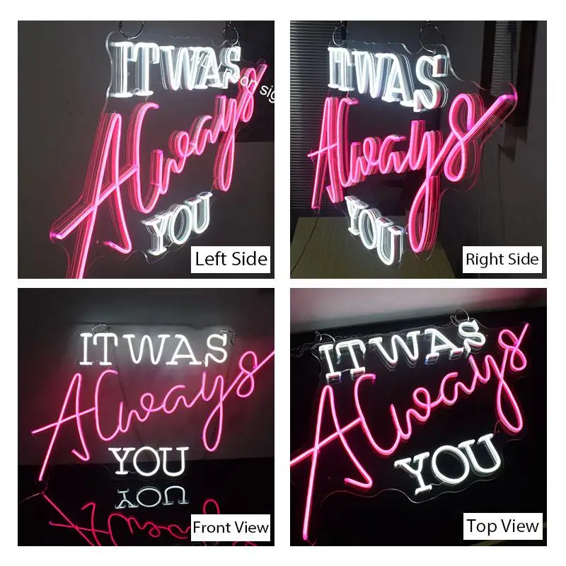 Дешевый Декоративный логотип на заказ It Was Always You 12V 3D Led Flex прозрачная акриловая