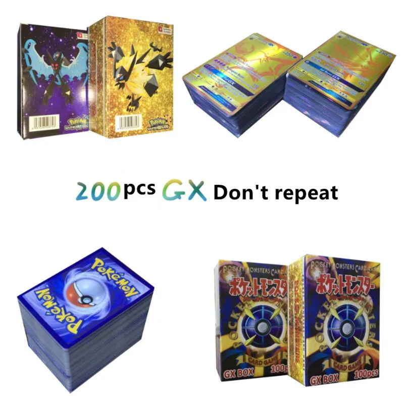 200PCS GX Все виды GX MEGA EX гигантский Блестящий Покемон карточная игра битва торговля карточная детская Покемон игрушки - Цвет: 200PCS GX
