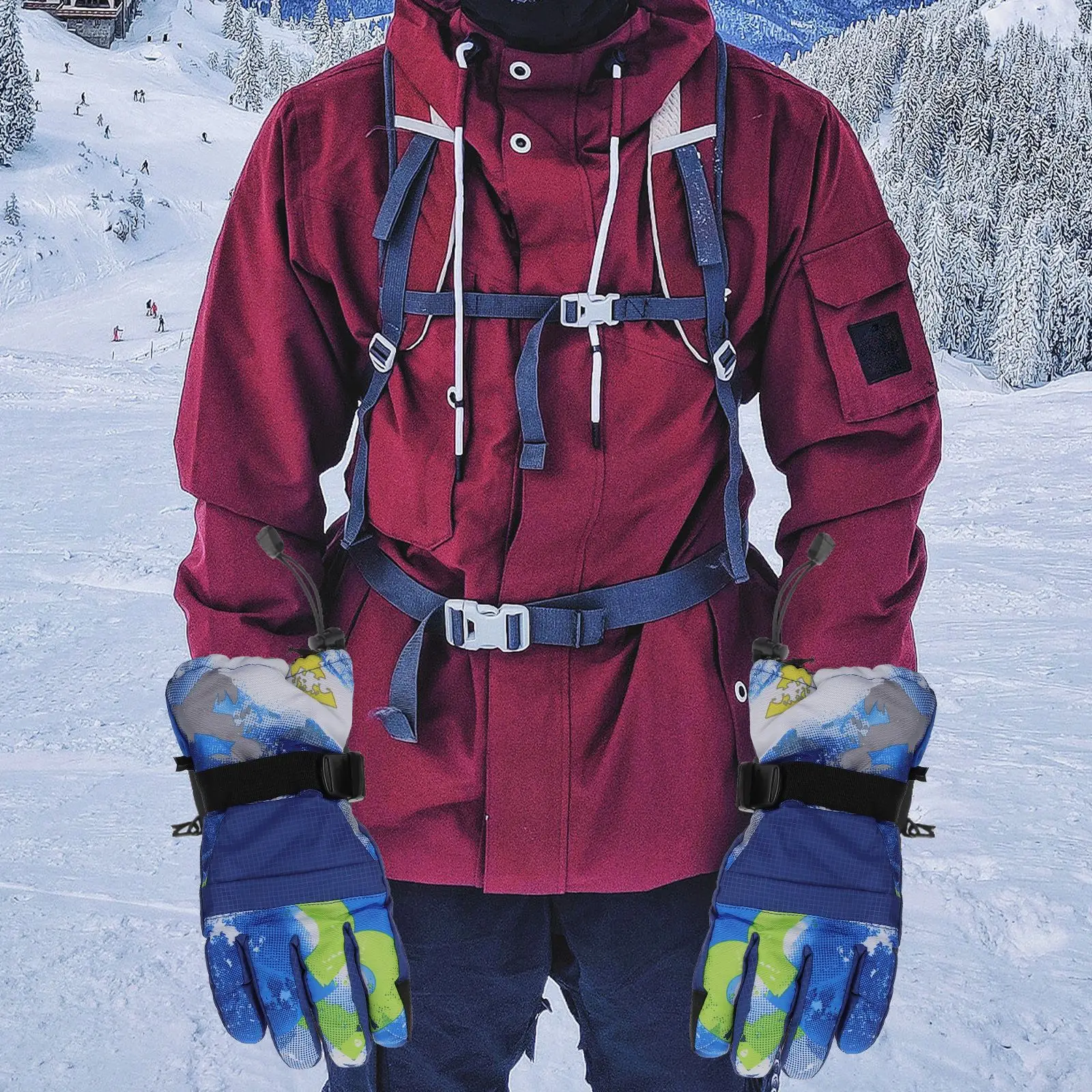 

Зимние Утепленные Перчатки 1 пара, зимние перчатки, сенсорные водонепроницаемые велосипедные перчатки, перчатки для катания на лыжах с граф...