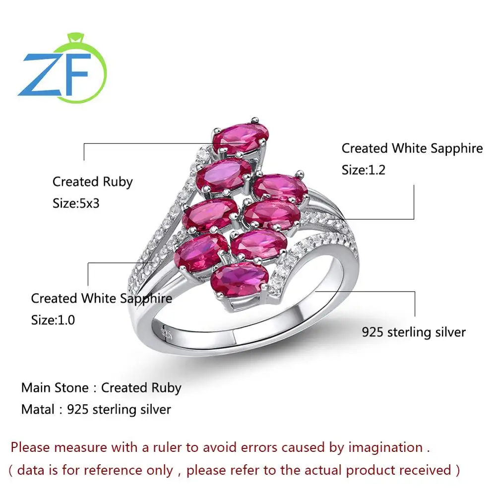 

GZ ZONGFA Best Collection Red Gems 925 Sterling Silver Rings For Women Luxury Fine Jewelry