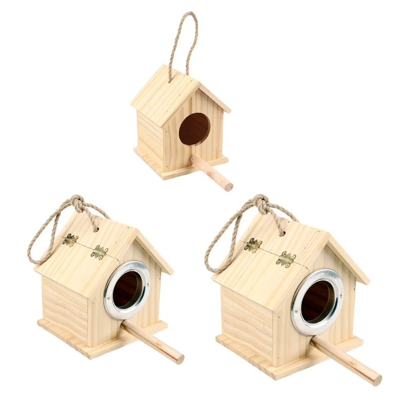 

Wooden Birds House Pet Parakeet Budgie Cockatiel Breeding Nesting Cage Box Decor K3NA