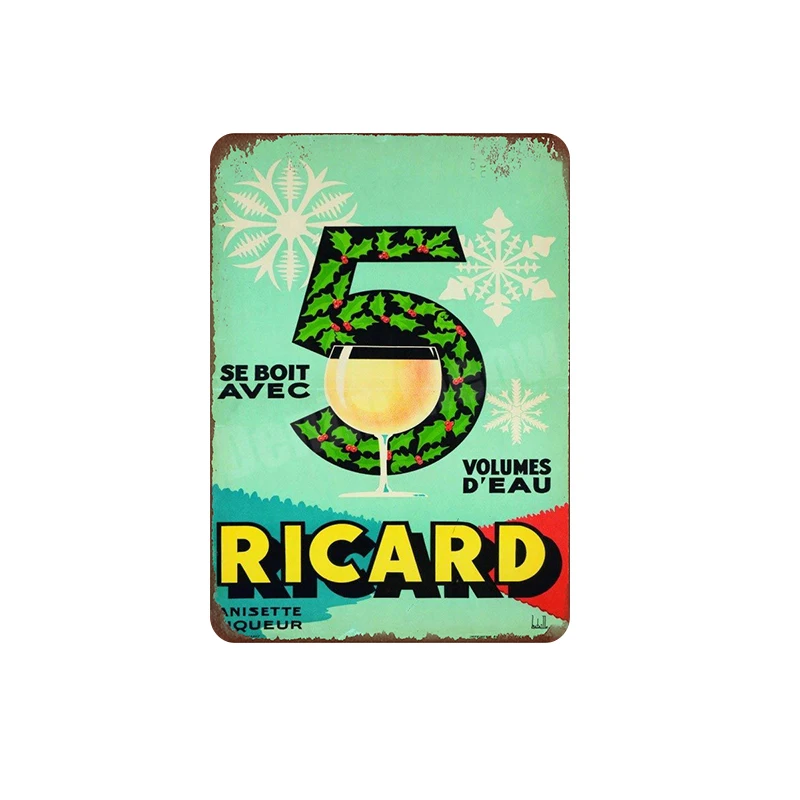 Винтажная металлическая жестяная вывеска Ricard Beer винтажная тарелка для виски