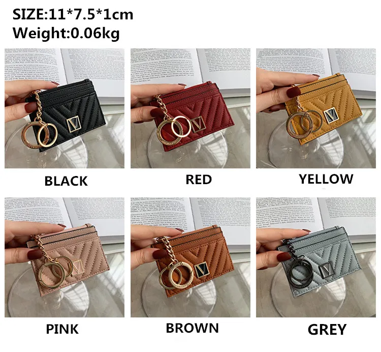 Новинка черный V-образный Золотой стеганый чехол для карт брелок кошелек монет |