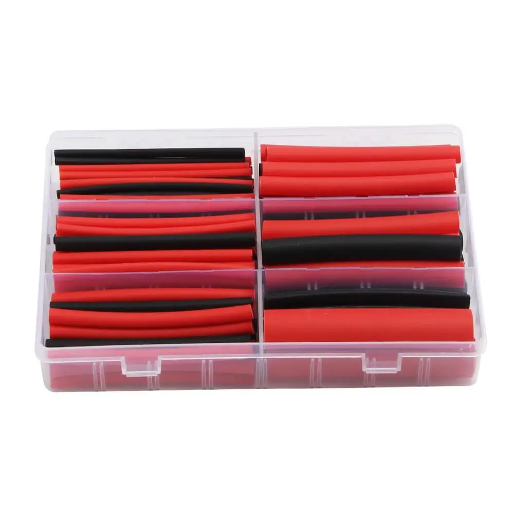 Комплект термоусадочных трубок с двойным настенным клеем 6 размеров 3:1 красный и