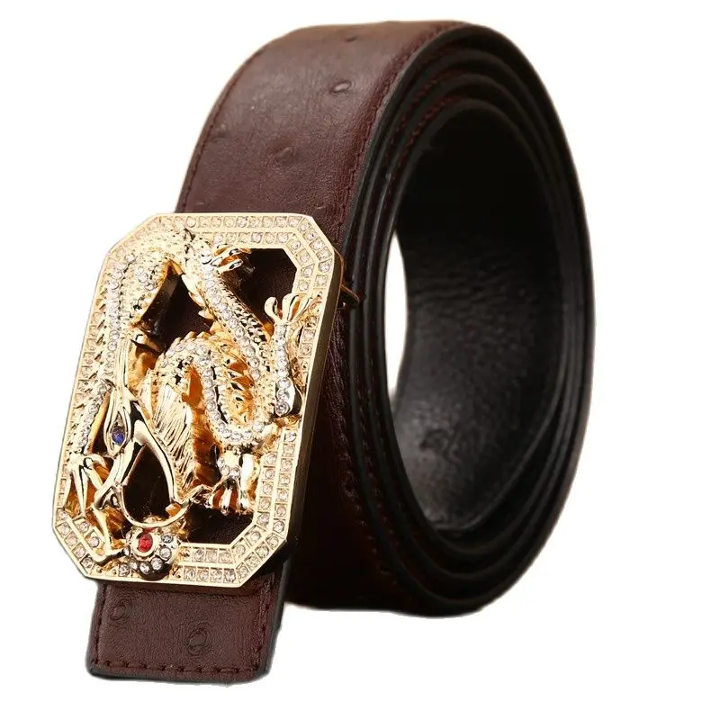 Мужские ремни из натуральной воловьей кожи в стиле страуса 125 см | Аксессуары для