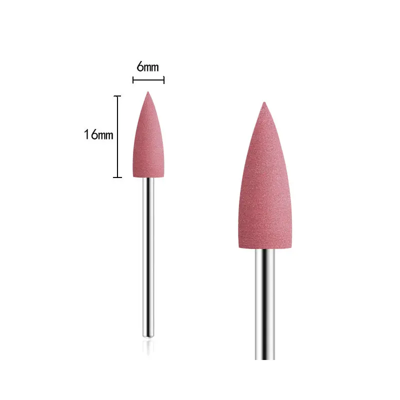 Cuspidal 4mm Head 7 Colors Rubber Silicon Carbide Nail Buffer Electric Manicure Machine Drill Accessories Rotary Tools | Красота и