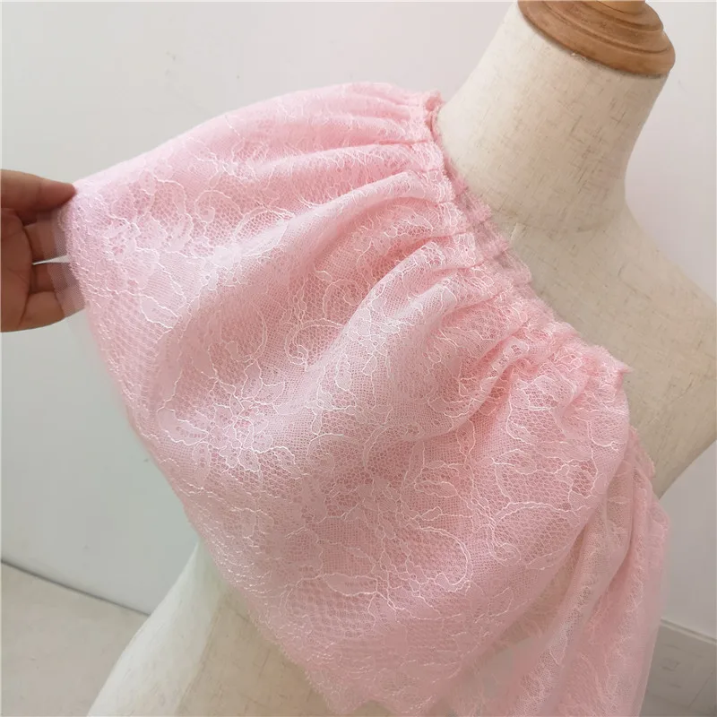 

Двухслойное плиссированное платье с кружевной отделкой, 3 м/лот, 22 см, 3 цвета