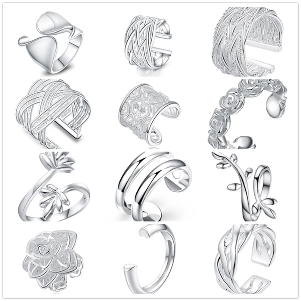 Горячая продажа 13 различных стилей Серебряный цвет открытый палец кольцо модные милые женские ювелирные изделия Размер Бесплатная кольцо Лучший подарок Прямая поставка