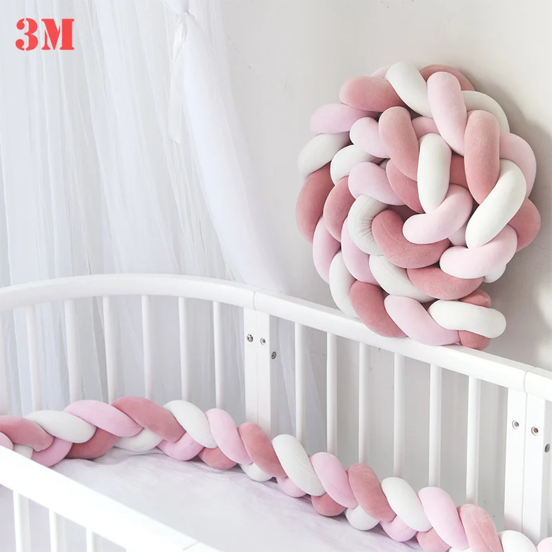 3M 1A 1 шт., 2 м/3 м, для новорожденных, детская кроватка, бампер, кровать, бампер, узел, декор для детской комнаты, для новорожденных, кровать, бампер, длинная плетеная Подушка, узел, кроватка - Цвет: 3M 1A