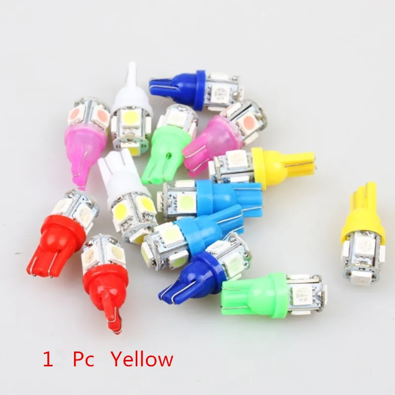 1 Pc Yellow 10 шт. Led Автомобильный DC 12 В лампада светильник T10 5050 супер белый 194 168 w5w T10 Светодиодная парковочная лампа авто клинообразный габаритный фонарь - Испускаемый цвет: 1 Pc Yellow