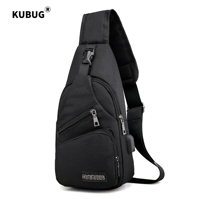 Мужская нагрудная сумка с USB-зарядкой и защитой от кражи |