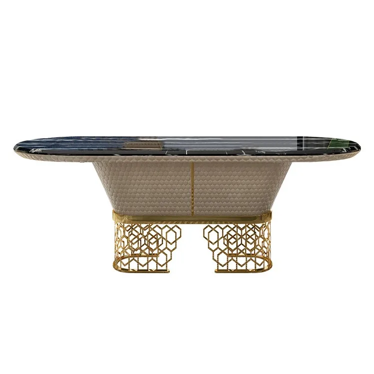 

Light luxury modern oval dining table Italian style dining table