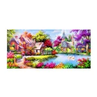 Набор для вышивания крестиком, для гостиной, наборы для вышивания, Полный Набор для вышивания крестиком, шелковая нить, пейзаж с изображением дома и озера