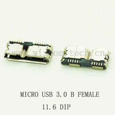 

100PCS/500PCS Micro USB 3.0 10P Female/Male Connector Socket PCB Soldering Jack High Speed DIP 11.6mm FLAT/CURVED MOUTH