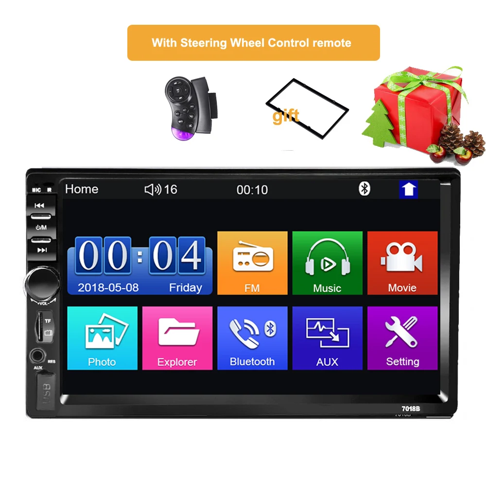 

Автомагнитола 2 Din, 7 дюймов, сенсорный экран, радио, Bluetooth, MP5, FM/TF/USB, камера заднего вида