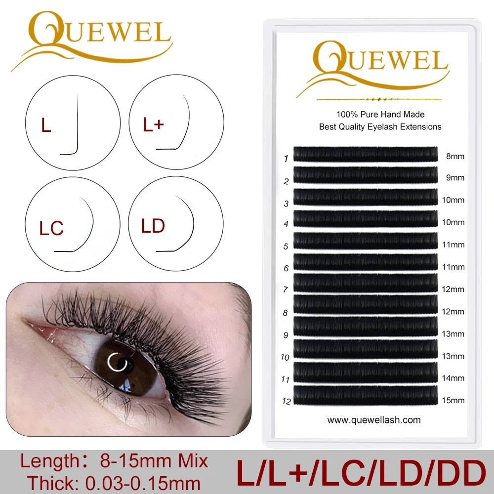 Ресницы человека Расширение натуральные мягкие ресницы L/L +/LC/LD/DD для