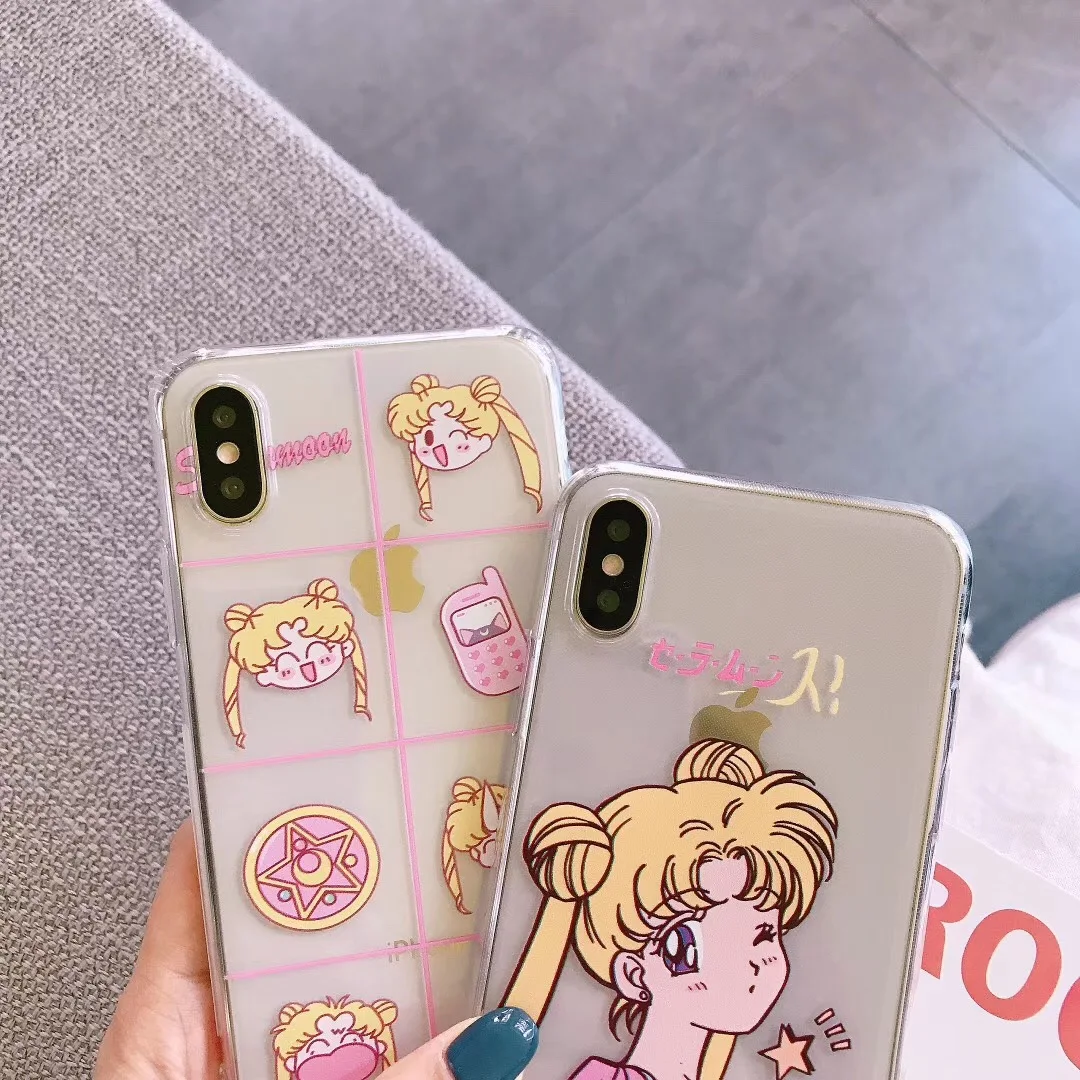 Японский аниме Сейлор Мун чехол с принцессой для Apple iPhone X XS Max Xr 7 8 6 6s Plus девушка конфеты ТПУ прозрачный чехол для телефона Fundas