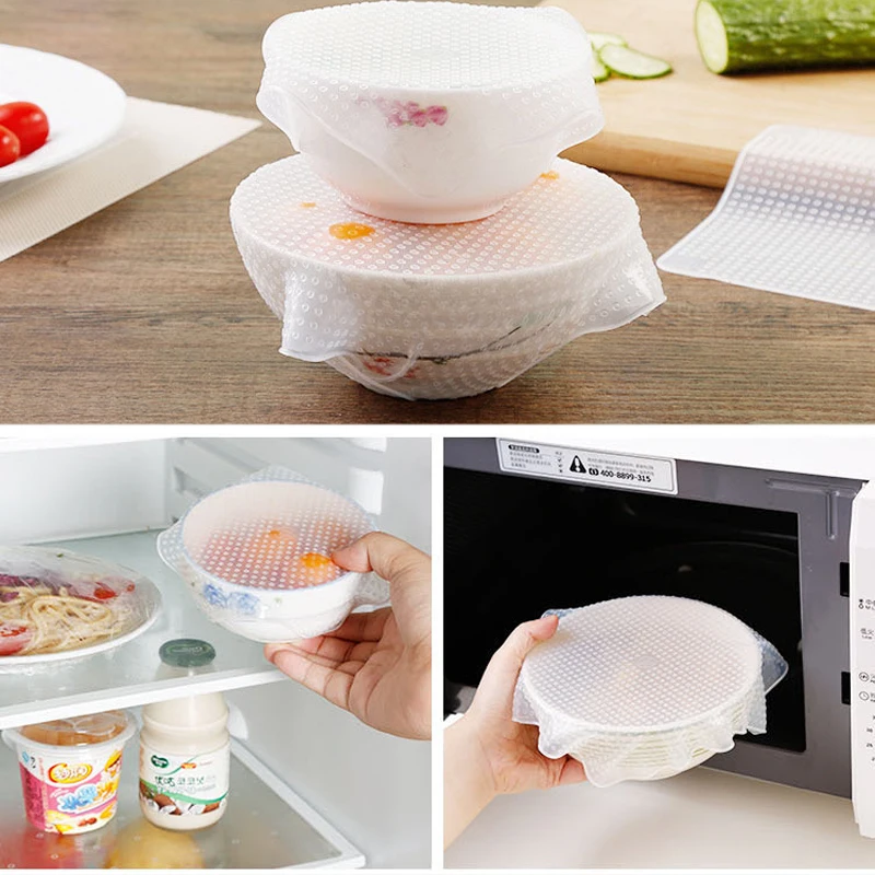 5Pcs Fresh-Keeping Film Kitchen Tools Silica Gel Cover Flexible Multifunctional Vegetable Bowl | Дом и сад