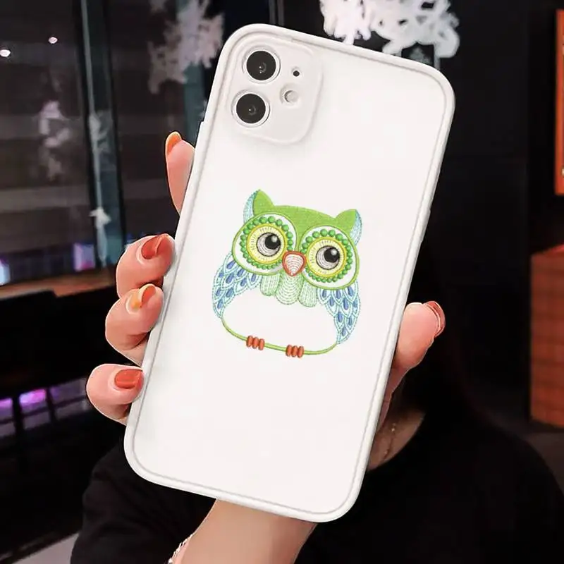 

owl Cute pink cartoon Phone Case matte transparent For iphone 7 8 11 12 plus mini x xs xr pro max cover