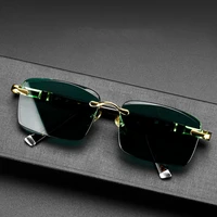 evove stone sunglasses male green crystal sun glasses for men rimless high quality anti scratch
