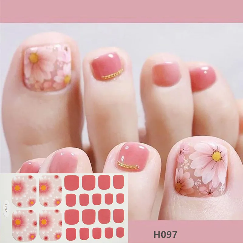

22 Tips/sheet Toe Nail Wraps Full Cover Nails Sticker Art Decorations Manicure Nail Vinyls Adhesive Nails Deco for Women Girls