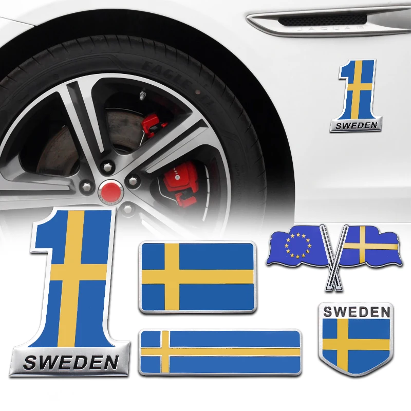 

Auto Motorcycle Exterior Refit Accessories Sweden National Flag Swede Emblem Aluminum Citroen C3 C4 C5 vw Picasso Car Stickers