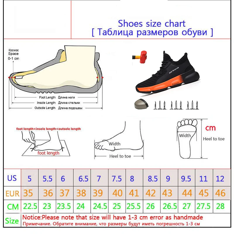 

Breathable Men's Safety Boots Boots With Steel Toe Cap Men's Casual Work Shoes Indestructible Puncture-proof Work Sneakers 2020