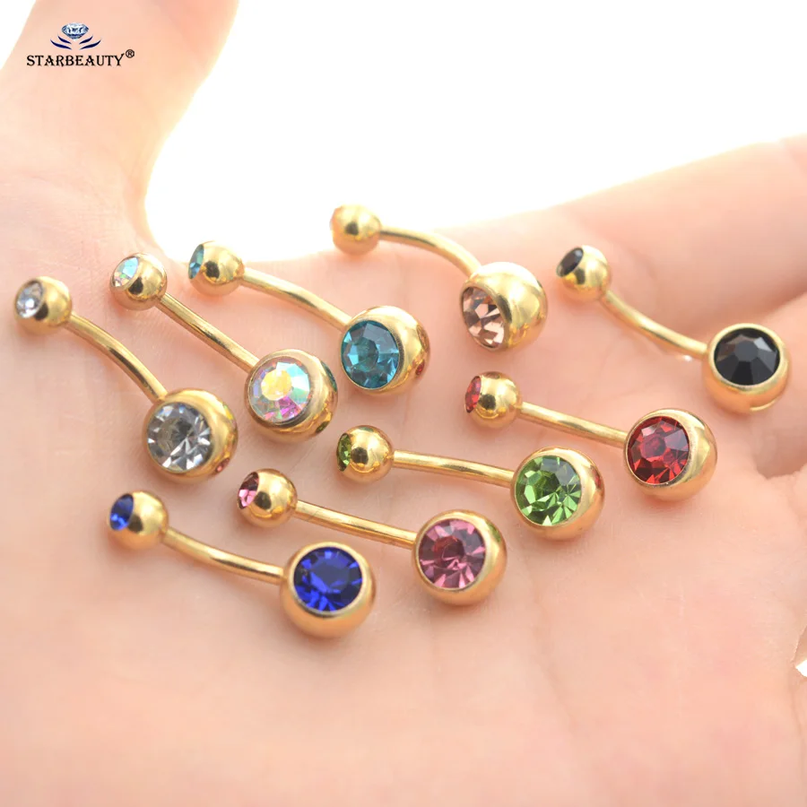 Starbeauty, 14 г, серебро, золото, цвет, бар, хрустальный шар, Пирсинг живота, женские серьги, пирсинг пупка, кольца для пупка, ювелирные изделия