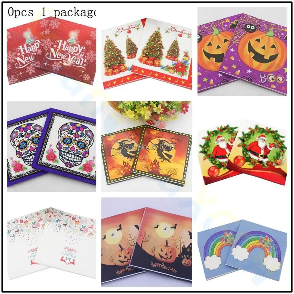 

Одноразовая посуда на Хэллоуин, Рождество, бумажная салфетка на день рождения, Детская мультяшная столовая посуда, украшение для вечеринки ...