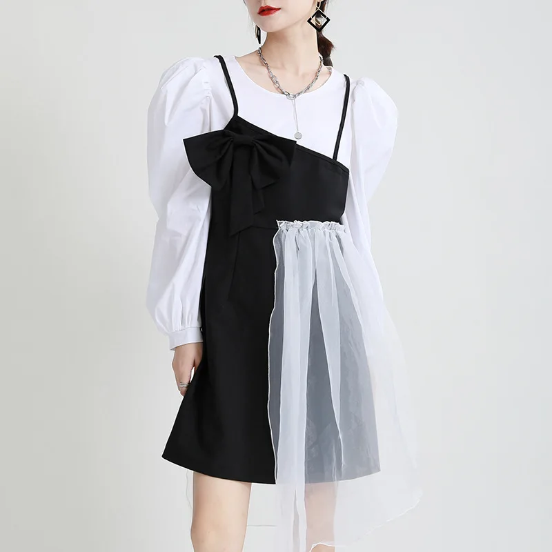 

Женское платье-трапеция из органзы, с пузырьковым рукавом