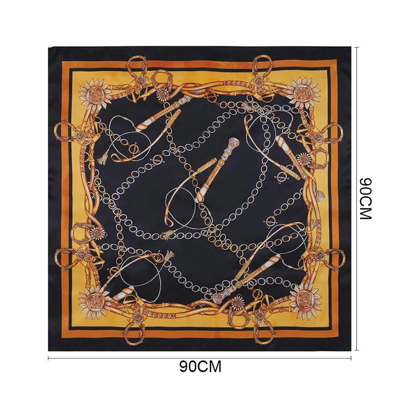 Популярные шелковые шарфы для женщин платок с принтом атласный квадратный