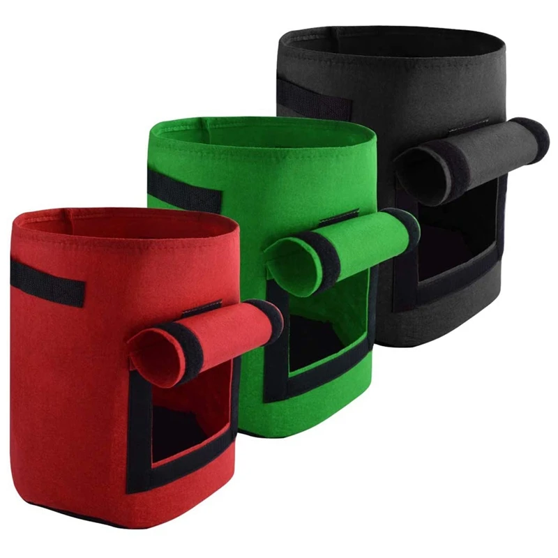 

3 Bags of Potato Planting Bags 7 Gallon Vegetable Planting Bags for Gardening and Planting (Red + Green + Black)