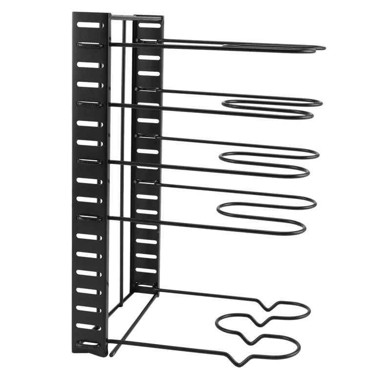

5-Layers Iron Pan Organizer Holder Cutting Board Pan Pot Adjustable Shelf Accessories Kitchen Cookware Storage Rack