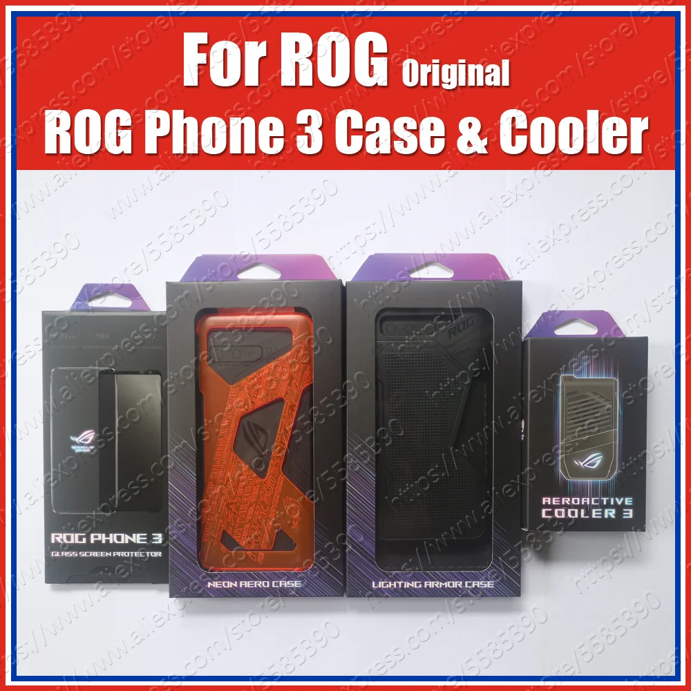 

AeroActive Cooler 3 Cooling Fan For ASUS ROG Phone 3 Case Original LED Lighting Armor Case Tempered Glass Screen Protection