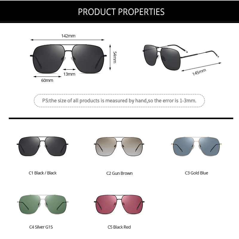 

Pro Acme Brand Sunglasses Men Polarized Luxury Designer Square Metal Frame Sun Glasses Shades for Women zonnebril heren PC1576