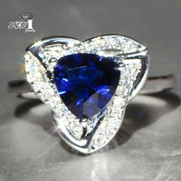 wholesale yayi jewelry fashion princess cut 6 ct 88mm blue cubic zirconia silver color engagement wedding party heart rings